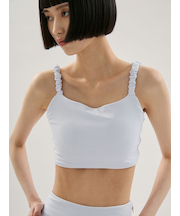 【Sustainaretch】ギャザーショルダーブラトップ/UVカット/接触冷感