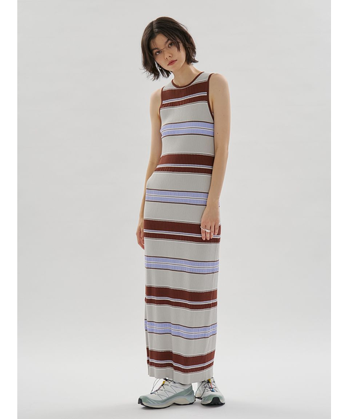 【ONLINE限定カラーあり】マルチボーダーニットワンピース