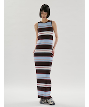 【ONLINE限定カラーあり】マルチボーダーニットワンピース