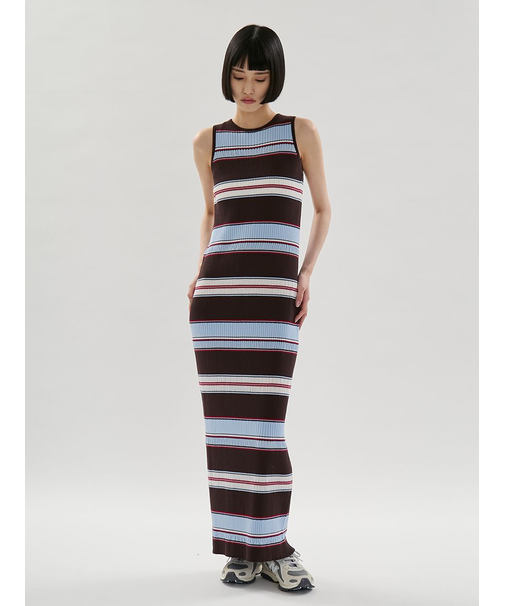 【ONLINE限定カラーあり】マルチボーダーニットワンピース