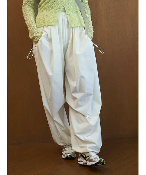 eco ボリュームパラシュートパンツ/撥水/UVカット/接触冷感