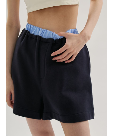 【em】レイヤードライクスウェットショートパンツ【セットアップ対応】