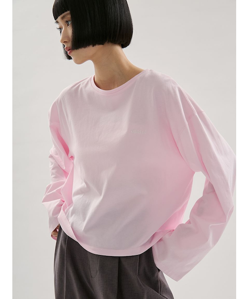 emmiロゴクルーネックロングTシャツ
