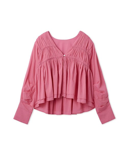 コットンギャザーブラウス【アンサンブル対応】