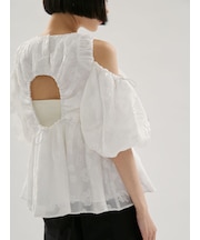 フラワーふくれジャガードブラウス