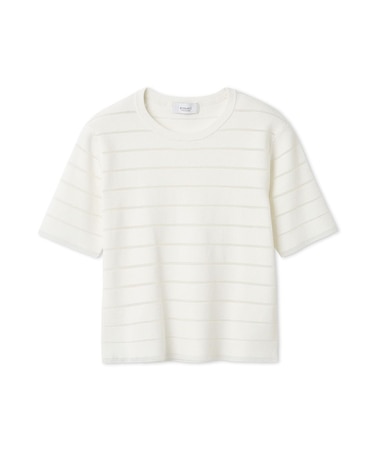 ハーフスリーブボーダーニット/接触冷感