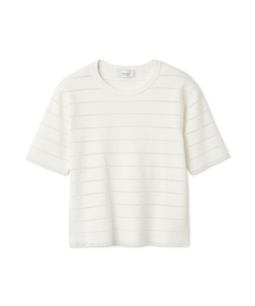 ハーフスリーブボーダーニット/接触冷感