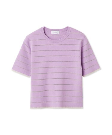 ハーフスリーブボーダーニット/接触冷感