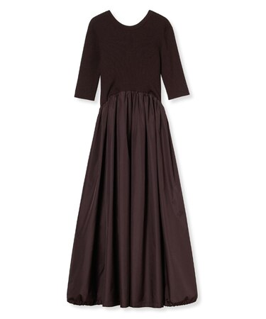 ニットドッキングタフタワンピース