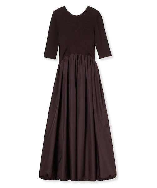 ニットドッキングタフタワンピース