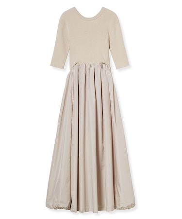 ニットドッキングタフタワンピース