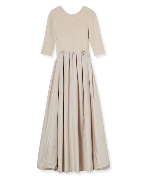 ニットドッキングタフタワンピース