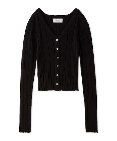 Vネックリブニットカーディガン