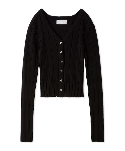 Vネックリブニットカーディガン