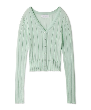 Vネックリブニットカーディガン