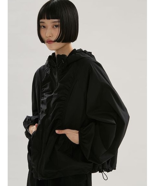 【ONLINE限定カラーあり】ギャザーディテールナイロンブルゾン【セットアップ対応】/撥水