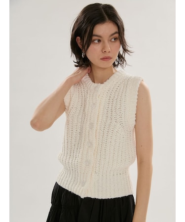 eco フリンジニットベスト