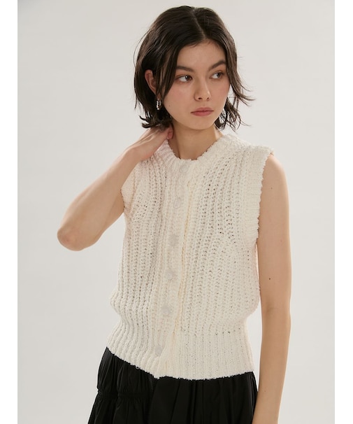 eco フリンジニットベスト
