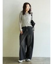 ウエストゴムサイドタックデニムパンツ