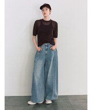 ウエストゴムサイドタックデニムパンツ