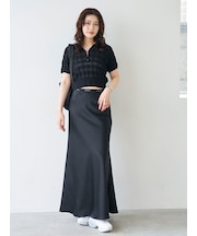 emmiロゴゴムジャガードサテンナロースカート