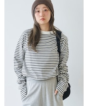 emmiロゴクロップドボーダーカットソー