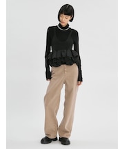 バックウエストゴムストレートデニムパンツ