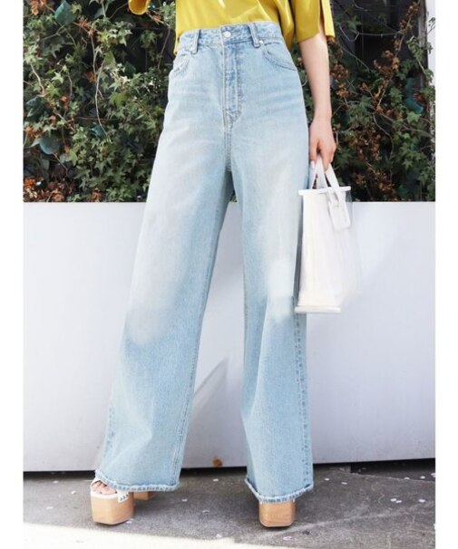 ヴィンテージライクジャストウエストワイドジーンズ