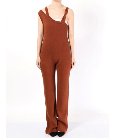 アシンメトリーラインニットオールインワン