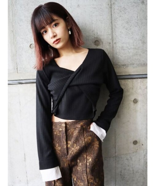 レイヤーカフショートトップス