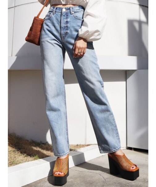 ヴィンテージライクジャストウエストストレートジーンズ