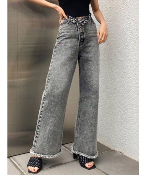 ロールハイウエストワイドジーンズ