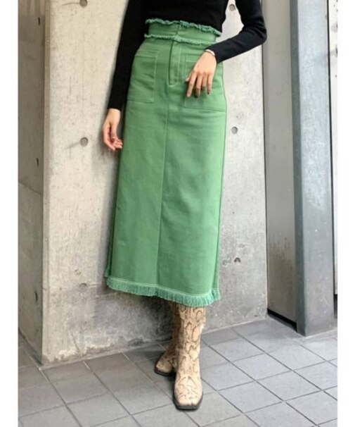 ワイドポケットフリンジスカート