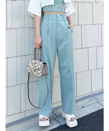 【セットアップ着用可】ハイウエストセミワイドパンツ