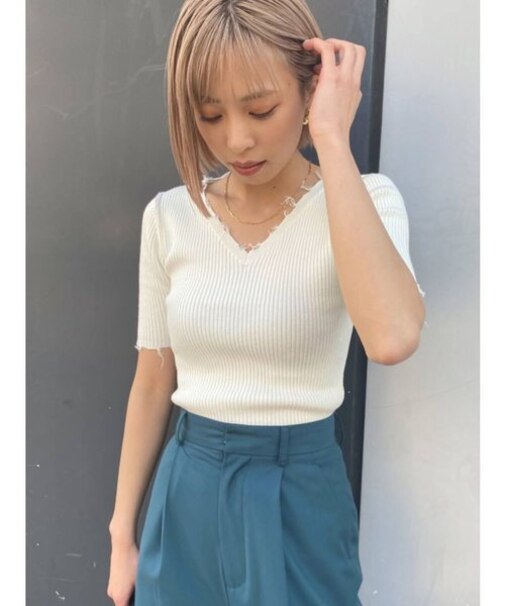 クラッシュショートリブニット