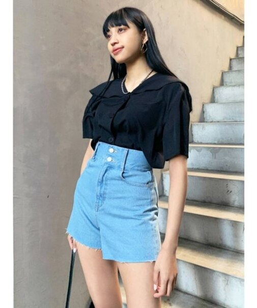 オーバーカラーショートシャツ