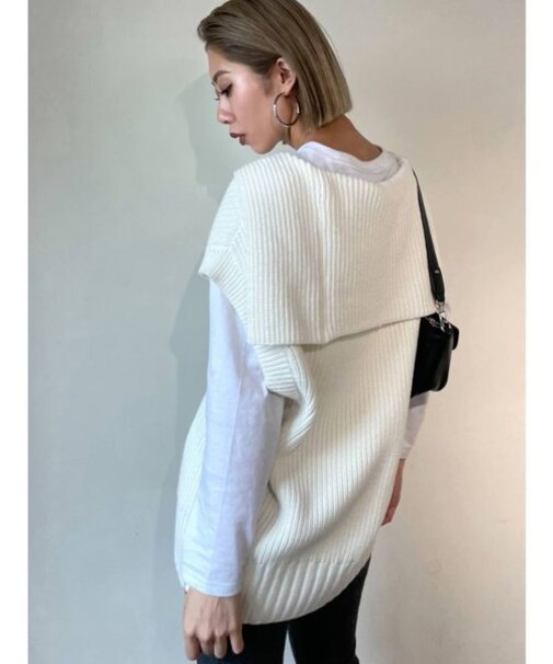 スリットロングニットベスト