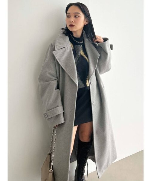 ワイドカラーロングコート