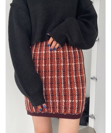 ツイードニットスカート