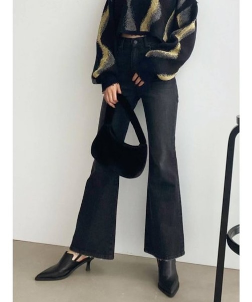 セミフィットフレアハイウエストジーンズ