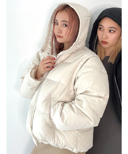エモダ♡2WAY オーバーフードダウン 2WAYオーバーフードダウン｜エモダの通販｜&mall（アンドモール