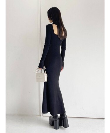 フィットフレアマキシワンピース