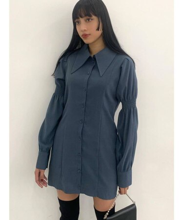 ダブルスリットシャーリングワンピース