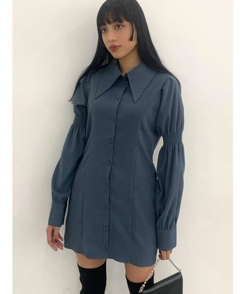 ダブルスリットシャーリングワンピース