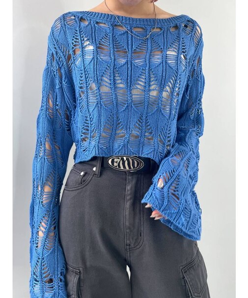 クロシェダイヤモンドショートニット