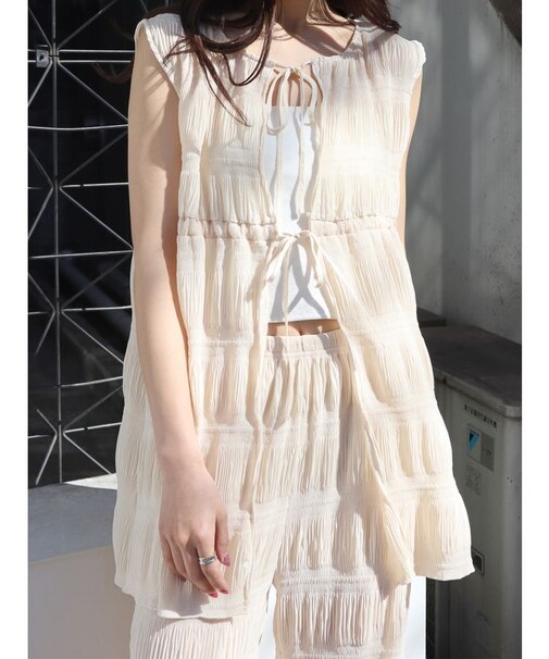 シャーリングロングトップ