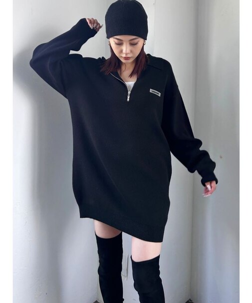 ハーフジップオーバーミニワンピース