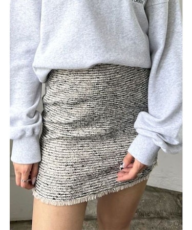 ツイードハイウエストスカート