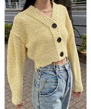 クラッシュリブショートカーディガン