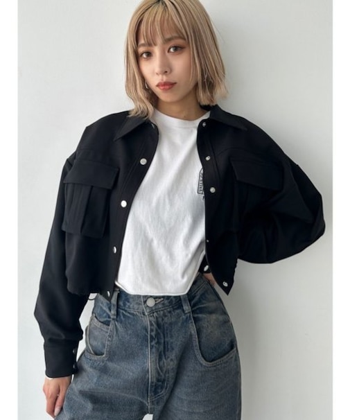 ドローストリングクロップシャツ